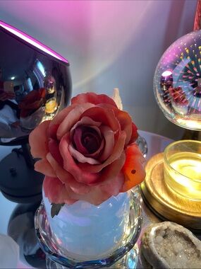 Vintage Faux Rose Flower Hair Clip Orange Red Floral Accessory Retro